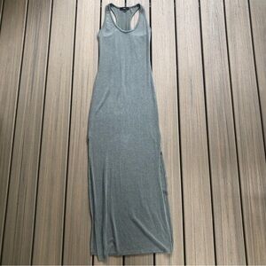 Lulu's Sleek Fine Ribbed Gray Racerback Maxi Dress Size S